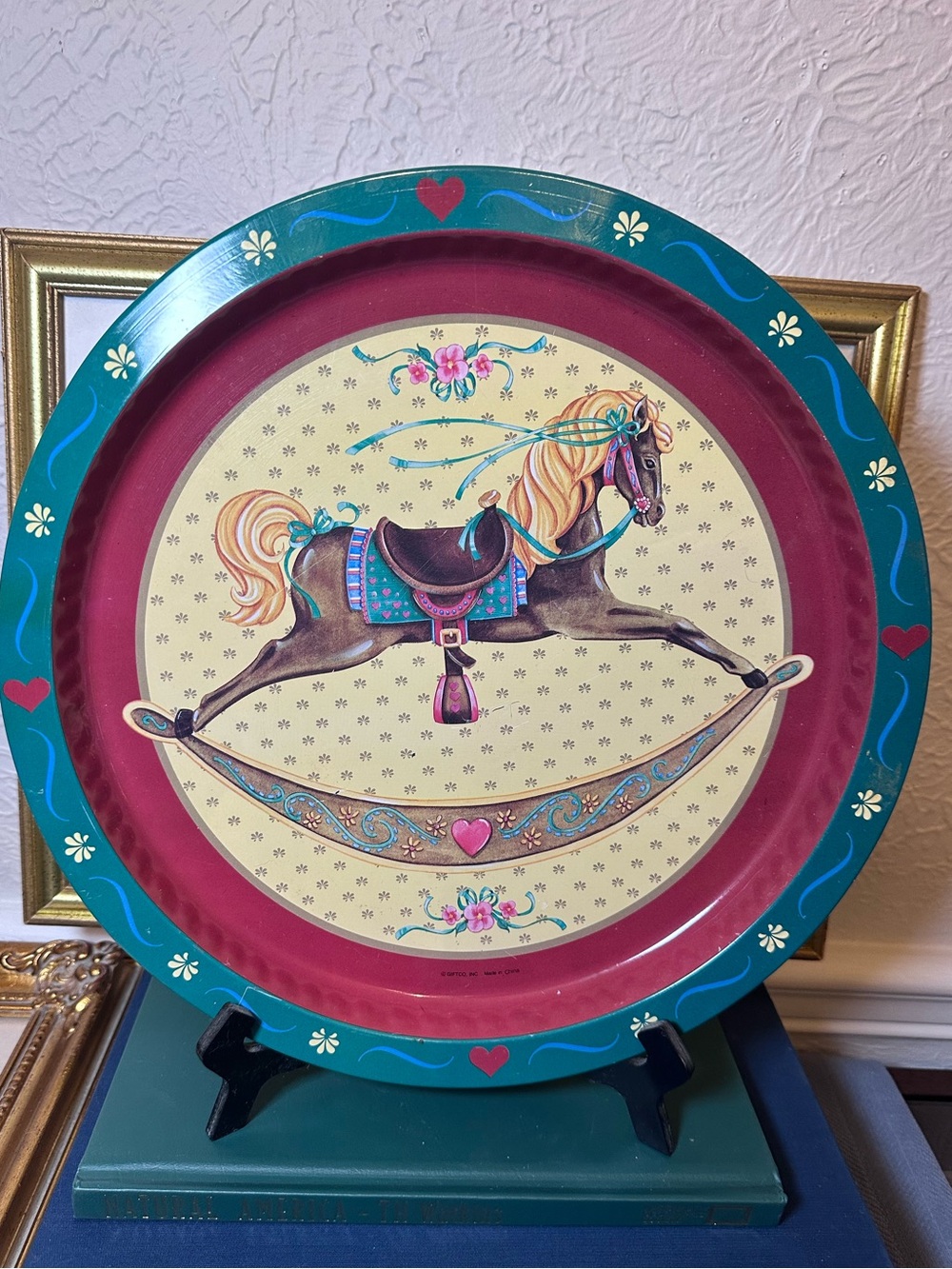Vintage Country Christmas Metal Tin Serving Cookie Platter Tray